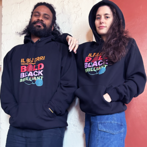 Bold Black Brilliant weaving hoodie x Clothing the Gaps